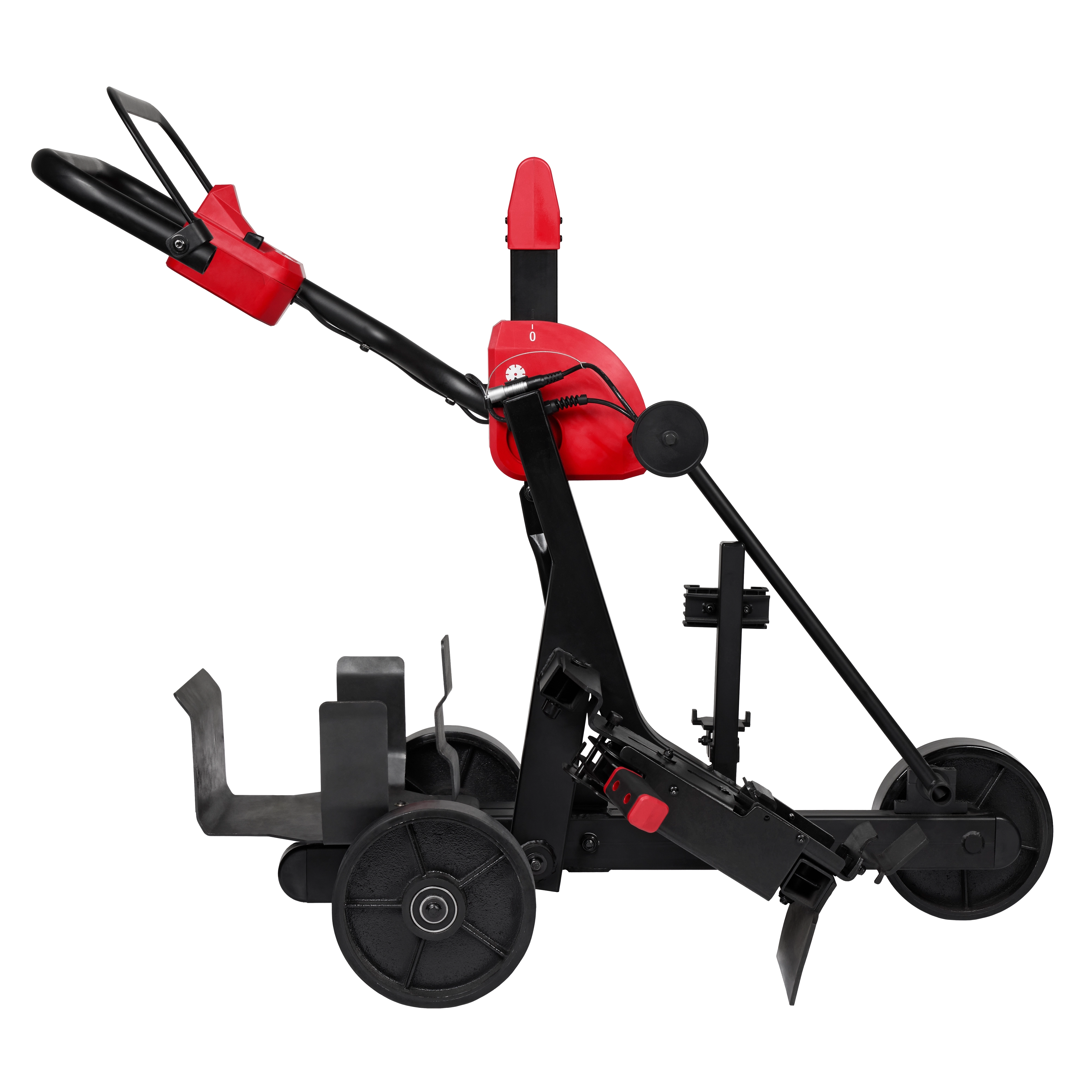 MX Fuel Cut-Off Saw Cart GEN 2 in red and black with adjustable handles, wheels, and support brackets for precise cutting.