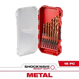 SHOCKWAVE Impact Duty™ RED HELIX™ Titanium Drill Bit Set - 15PC