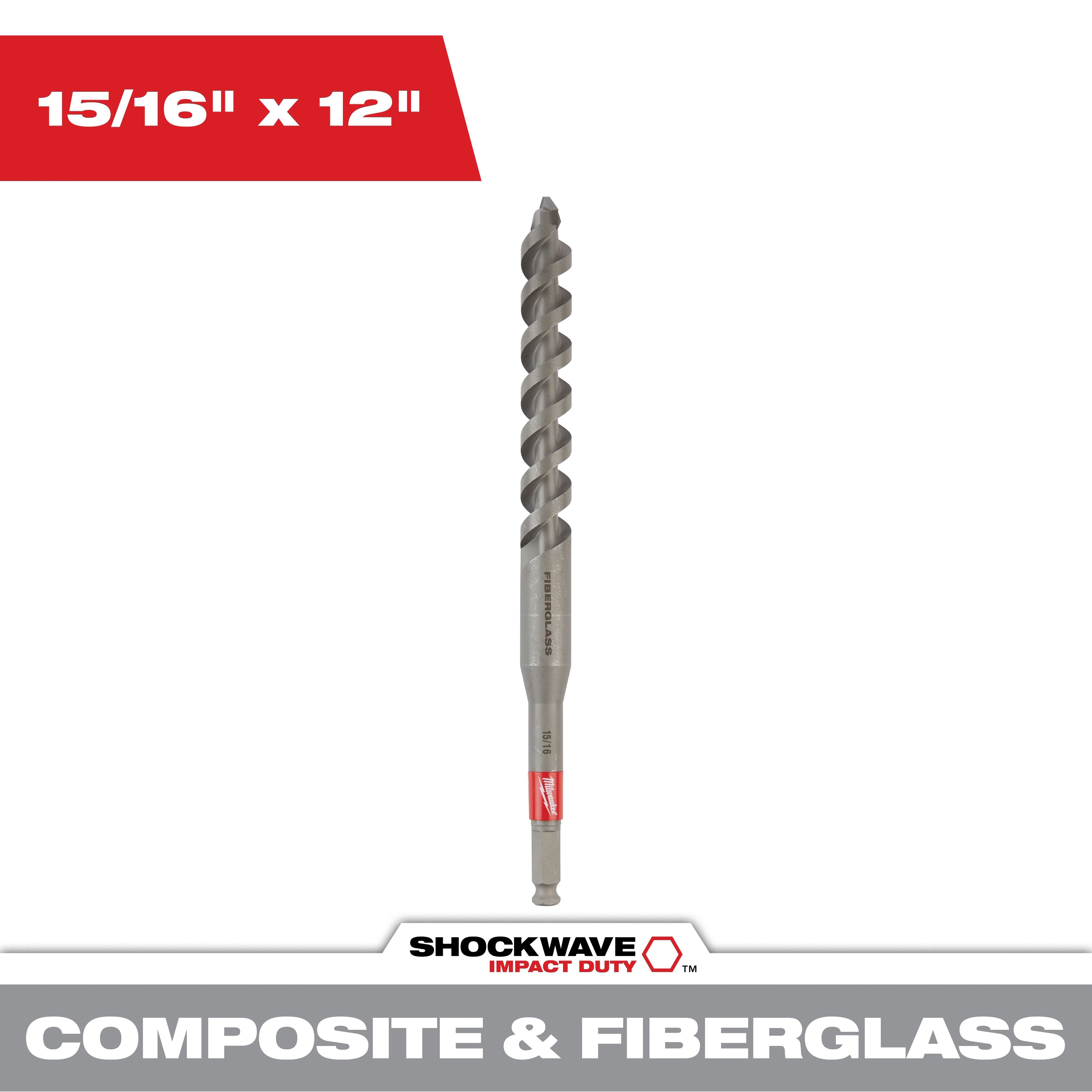 15/16 in. x 12 in. Fiberglass Utility Auger Bit