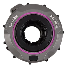 1.3" - 1.6" Adjustable Bushing for M18 FUEL™ Covered Conductor Cable Stripper in a circular, metallic design with a pink and black color scheme. The dimensions "33-40 mm" and "1.3-1.6 in" are marked on it.