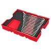 A 15PC Metric Combination Wrench Set with Tray for PACKOUT™ Drawers. The set includes 15 wrenches neatly organized in a black and red tray, designed to fit securely in PACKOUT™ drawers.