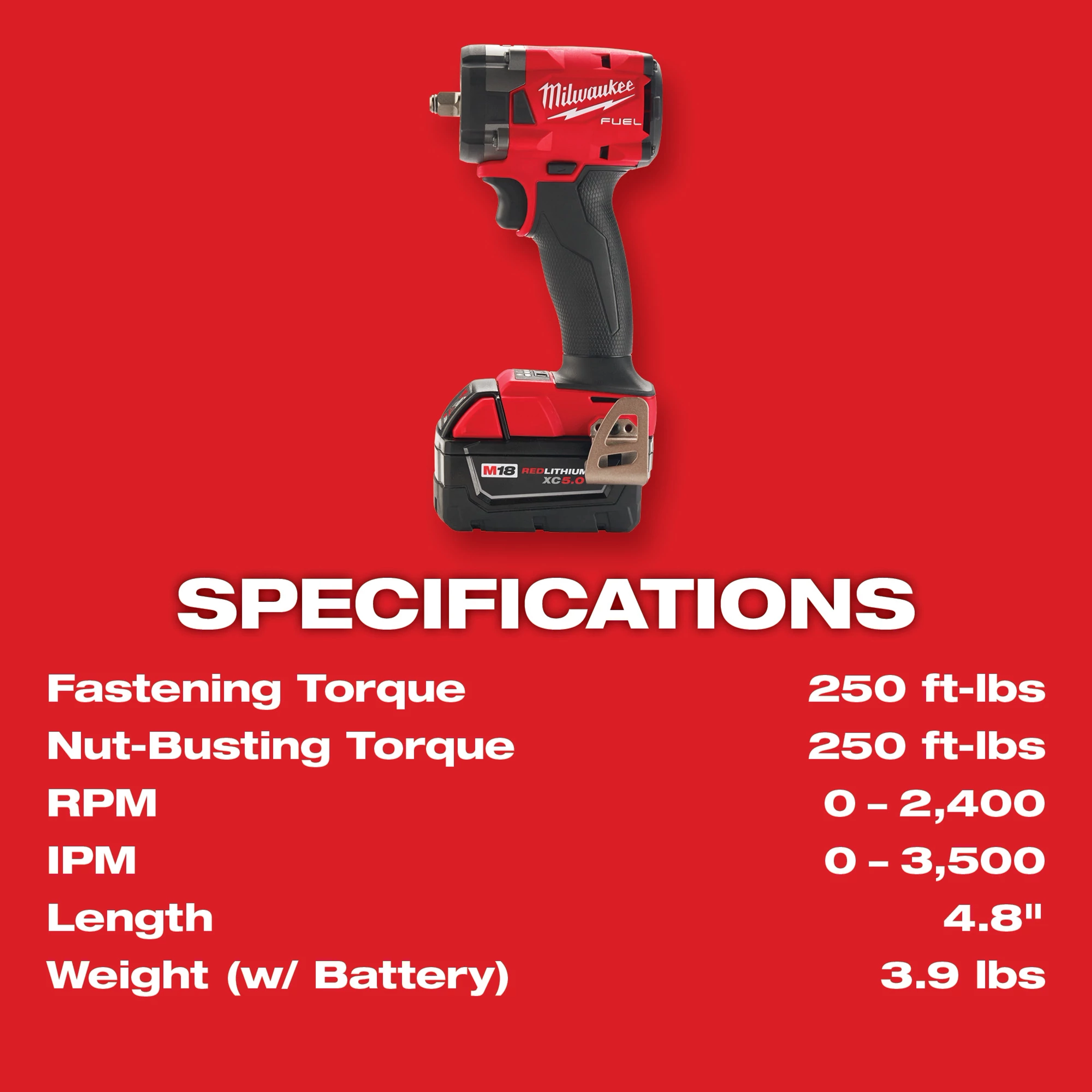 M18 FUEL™ 3/8 " Compact Impact Wrench w/ Friction Ring Kit Specs