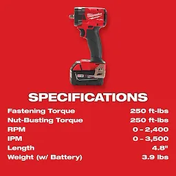 M18 FUEL™ 3/8 " Compact Impact Wrench w/ Friction Ring Kit Specs