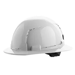 BOLT White Full Brim Vented Hard Hat w/4pt Ratcheting Suspension (USA) - Type 1, Class C on a plain background