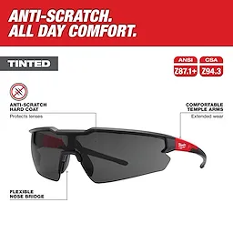 Safety Glasses - Anti-Scratch Lenses (Tinted) Walkaround with anti-scratch hard coat, flexible nose bridge, and comfortable temple arms.