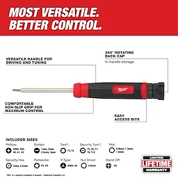 27-in-1 Security Precision Multi-Bit Screwdriver features a 360° rotating back cap, non-slip grip handle, and easy access bits.
