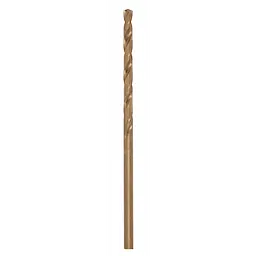The RED HELIX™ Cobalt 3/32" Drill Bit features a sleek, gold-colored design with a spiral flute pattern, ideal for precision drilling in tough materials. The cobalt construction ensures durability and high performance for various drilling applications.