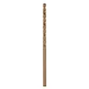 The RED HELIX™ Cobalt 3/32" Drill Bit features a sleek, gold-colored design with a spiral flute pattern, ideal for precision drilling in tough materials. The cobalt construction ensures durability and high performance for various drilling applications.