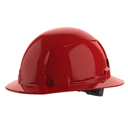 BOLT Red Full Brim Hard Hat w/6pt Ratcheting Suspension (USA) - Type 1, Class E on a plain background