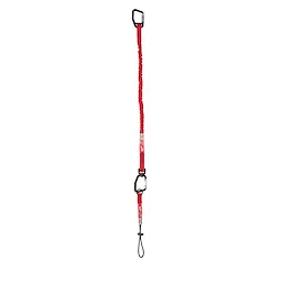 10%20LB%20QUICK-CONNECT%20Locking%20Tool%20Lanyard%20w%2F%2010%20LB%20Accessory, red with black carabiners and elastic webbing.