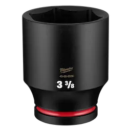 SHOCKWAVE Impact Duty 1" Drive 3-3/8" Deep 6 Point Socket standing upright with a red ring near the base.