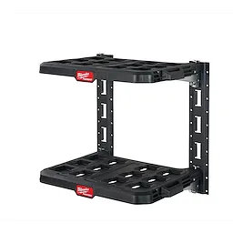 PACKOUT Racking Kit, a black wall-mounted shelving unit with two parallel shelves, branded with red and white labels on each shelf.