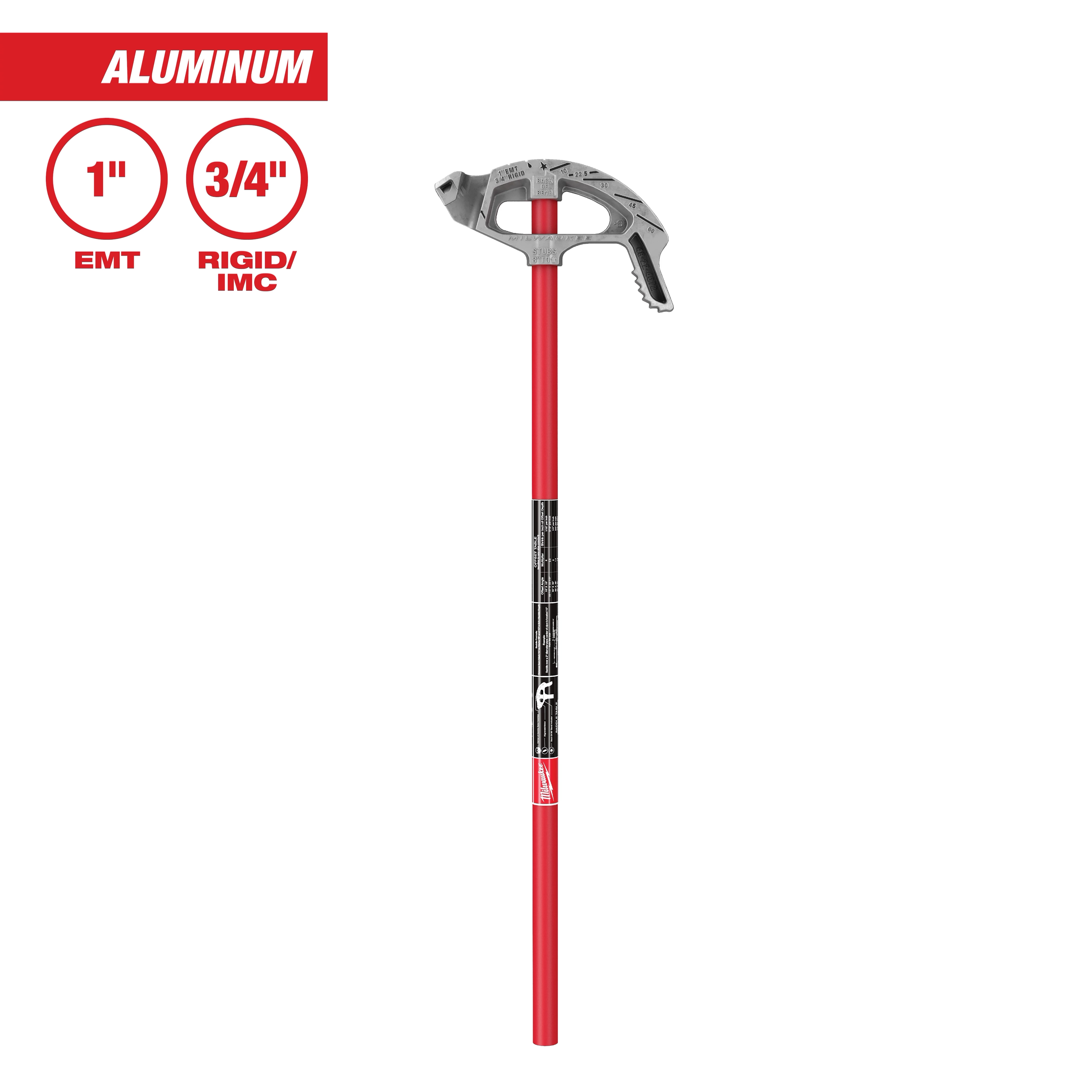 1" Aluminum EMT Conduit Bender with a red handle, designed for bending 1" EMT and 3/4" rigid/IMC conduits.