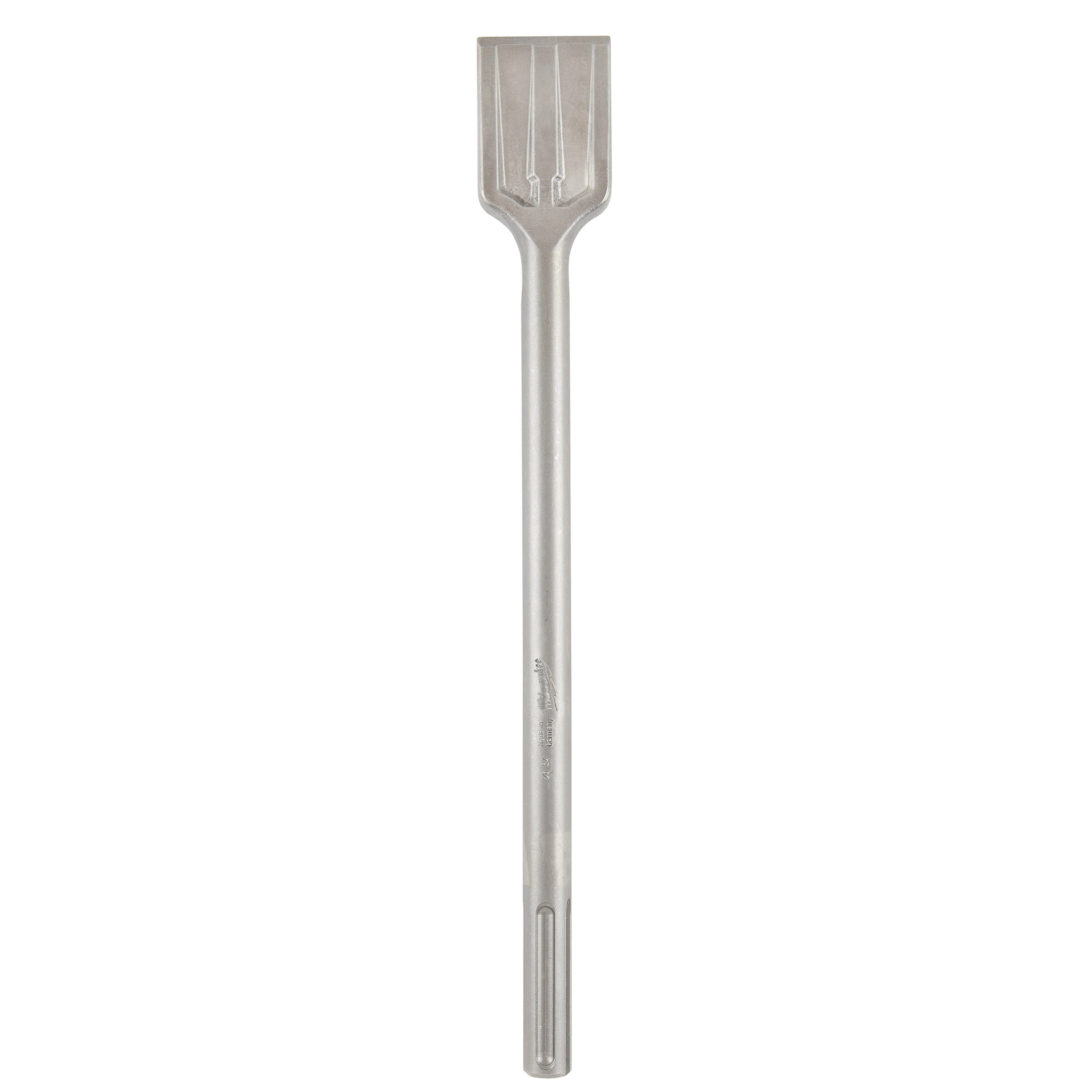 Steel SDS-MAX 2" Scaling chisel with a flat, wide blade for heavy-duty scraping and scaling applications, featuring a robust hex shank.