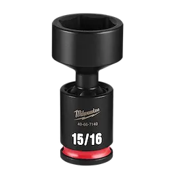 Black SHOCKWAVE Impact Duty 3/8" Drive 15/16" Standard Swivel Socket with white size text and red ring.