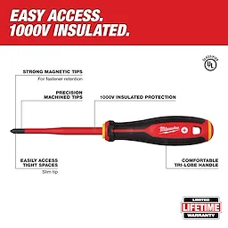 1000V Insulated Slim Tip Screwdriver