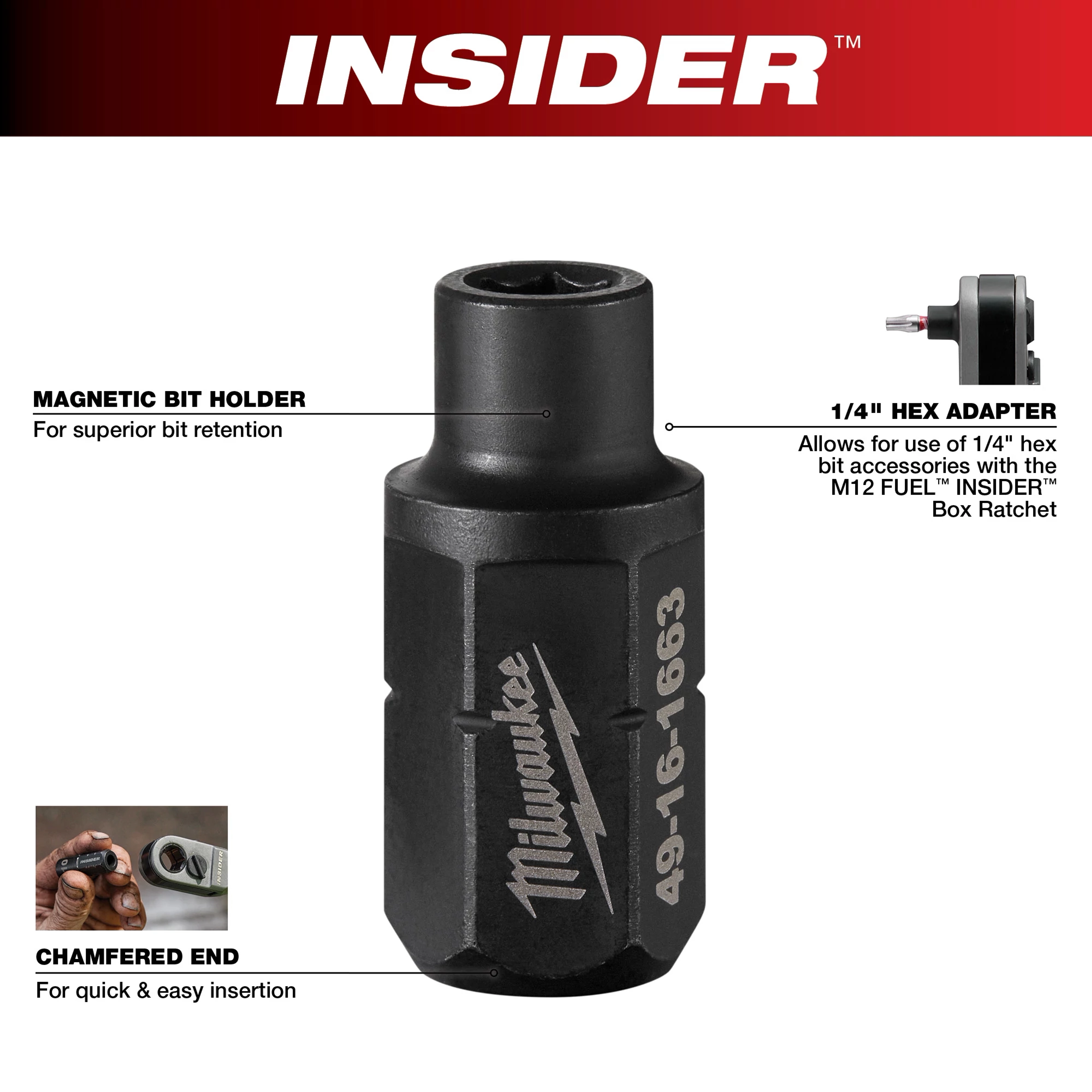 INSIDER™ Box Ratchet 1/4" Hex Adapter