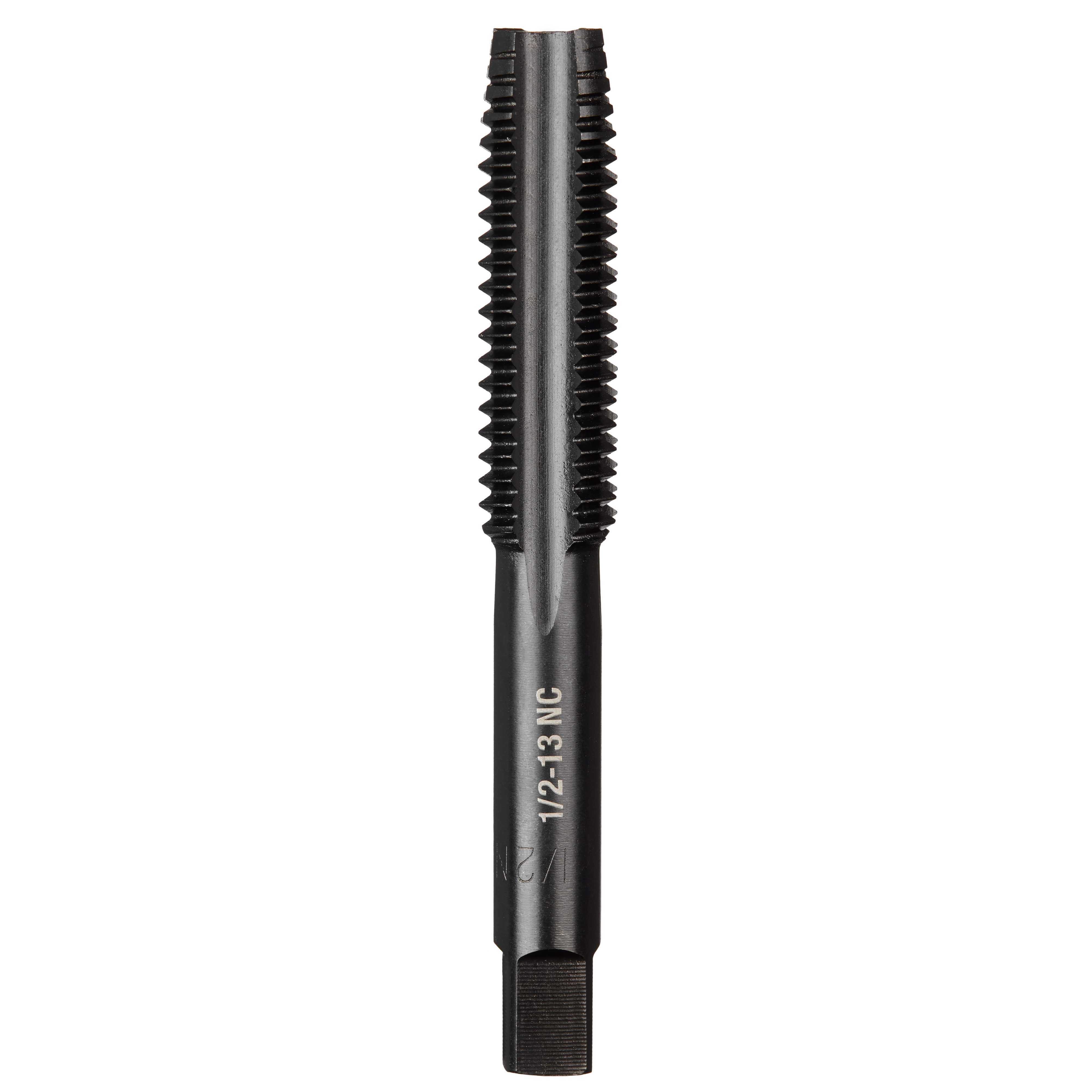 1/2"-13 NC Straight Flute Plug Tap with a black oxide finish. Used for cutting and forming threads in metal.