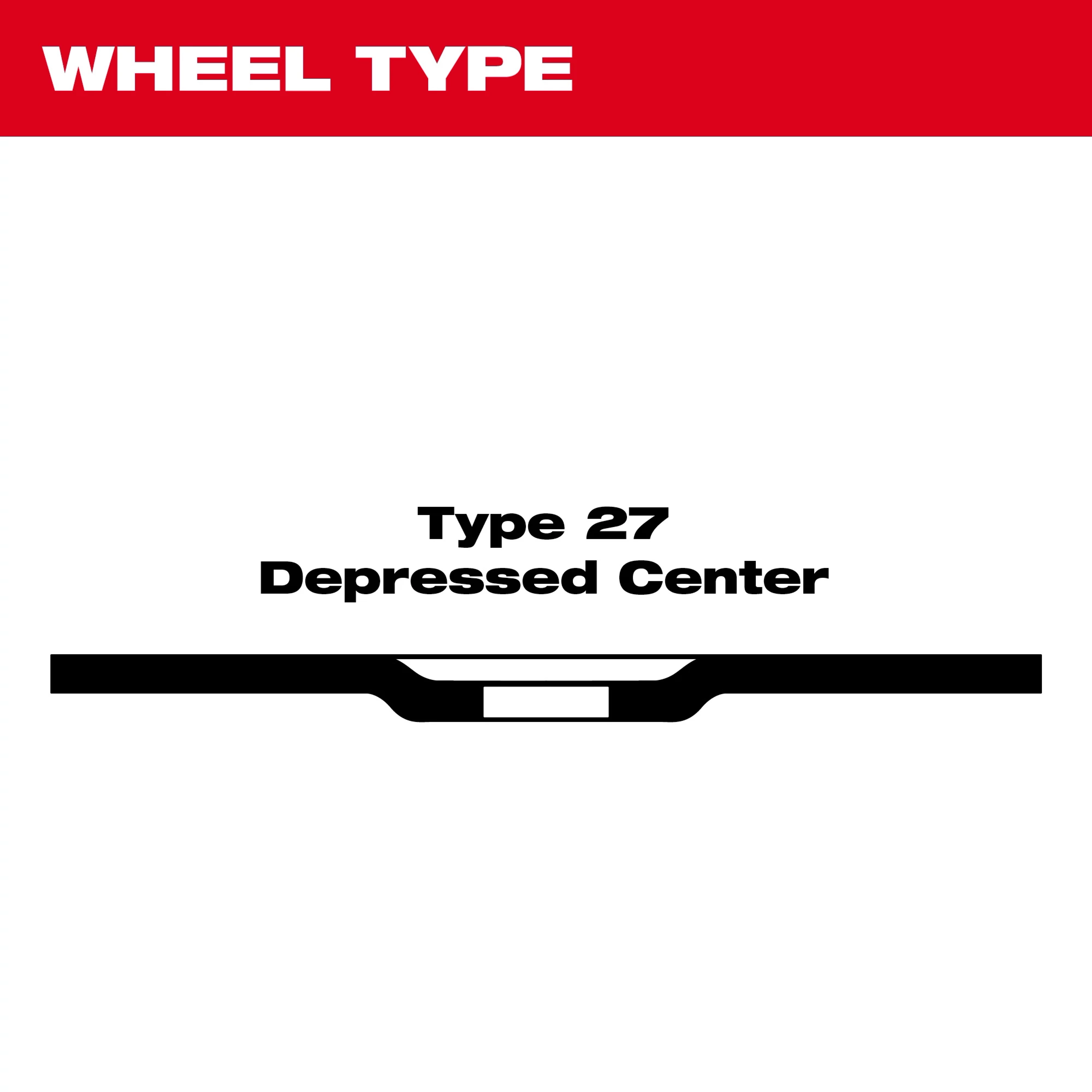 Grinding Wheel Type 27 with a depressed center. The image highlights the wheel's profile and center design.