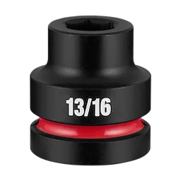 SHOCKWAVE Impact Duty 1" Drive 13/16" Standard 6 Point Socket, black with a red ring and 13/16 marking on the side.