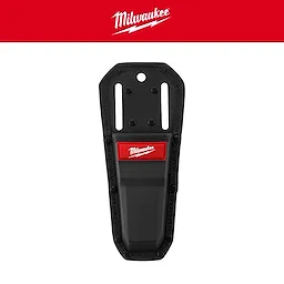 The Milwaukee Pruner Sheath is a black, durable sheath designed to hold pruners securely. It features a red Milwaukee logo and can be attached to a belt for easy access.