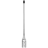 The 3/8" Drive 3/16" Long Hex Bit Socket features a polished chrome finish with a black hex tip. It has an extended shaft and laser-etched size markings for easy identification. The tool is designed for use with a ratchet.