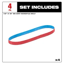 Includes image of the Milwaukee 1/2” x 18” 80 Grit Bandfile Belt