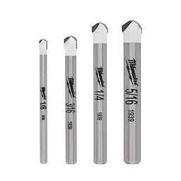 4PC Natural Stone Bit Set includes four drill bits of varying sizes (1/8, 3/16, 1/4, 5/16) with engraved measurements and branding.