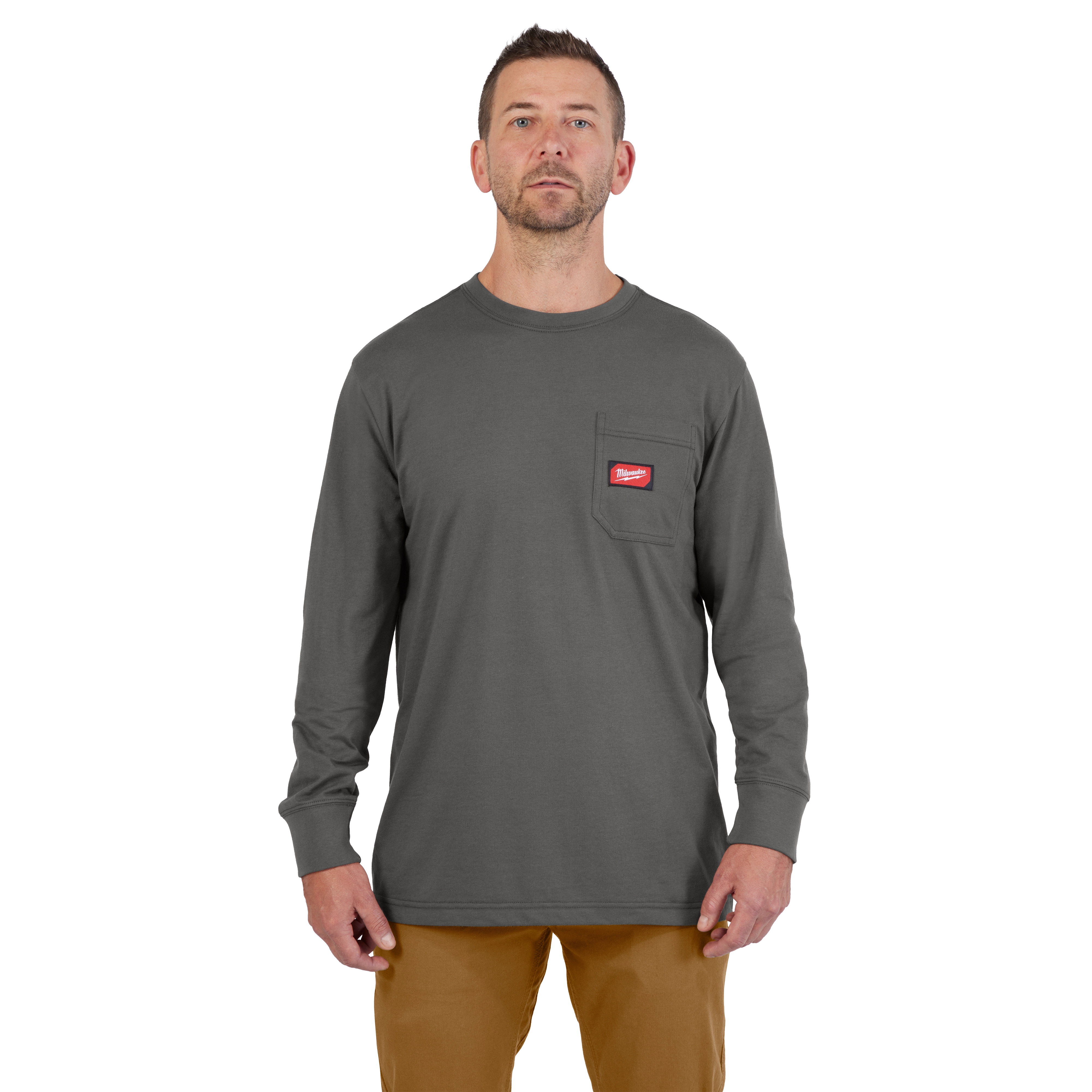 GRIDIRON™ Pocket T-Shirt Long Sleeve, Gray, Large | Milwaukee Tool