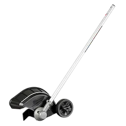 M18 FUEL QUIK-LOK Bed Redefiner Attachment with long handle, wheel, and covered cutting head on a plain background
