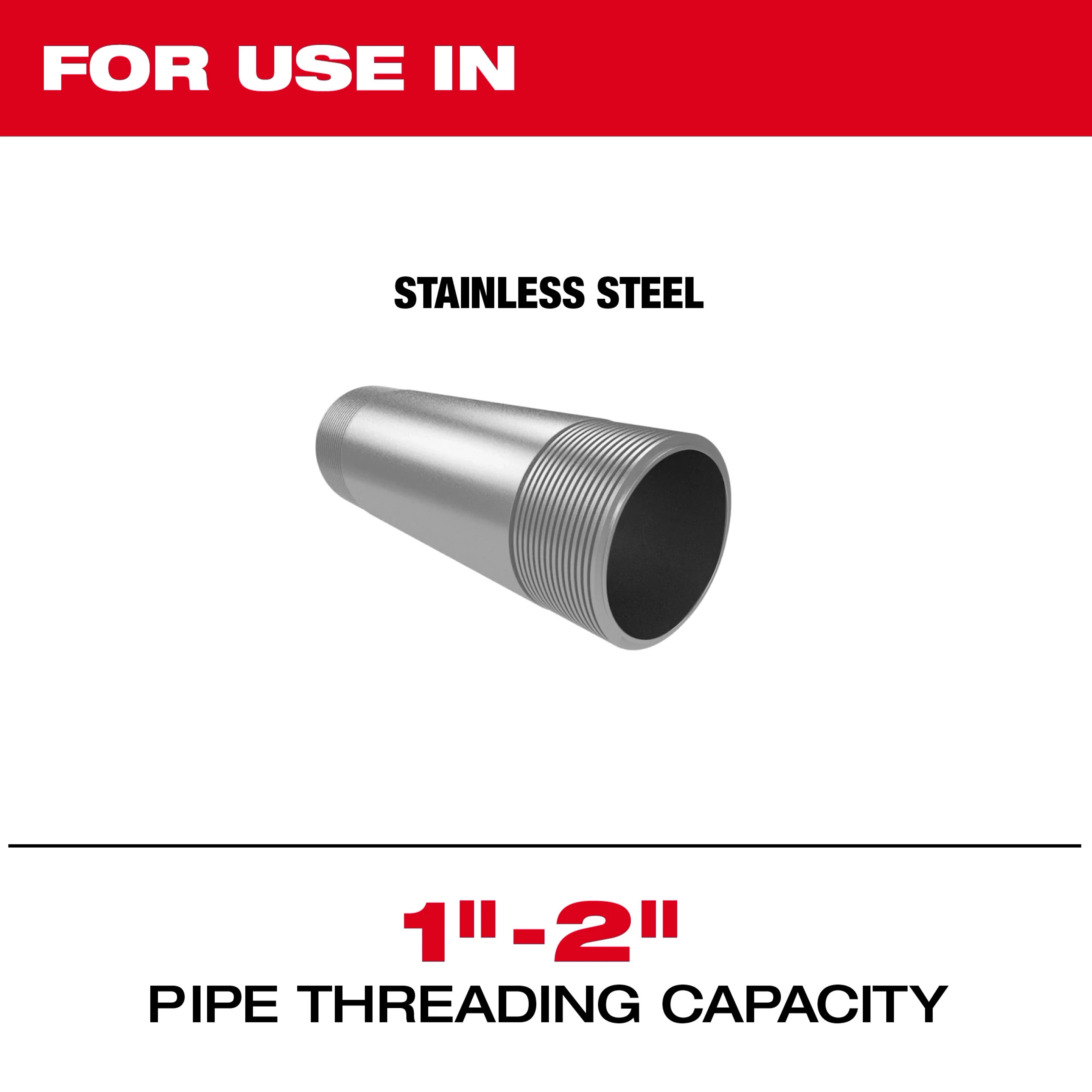 Universal Dies Image Reel for threading stainless steel pipes with a 1"-2" capacity.