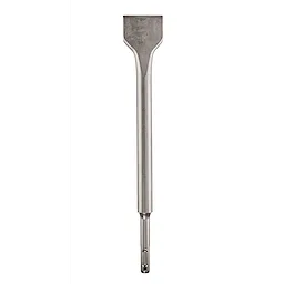 The SDS PLUS SCALING CHISEL 1/2" is a metal chisel with a flat, wide head designed for removing materials like concrete or tiles. The chisel has a cylindrical body with an attachment end compatible with SDS plus rotary hammers.