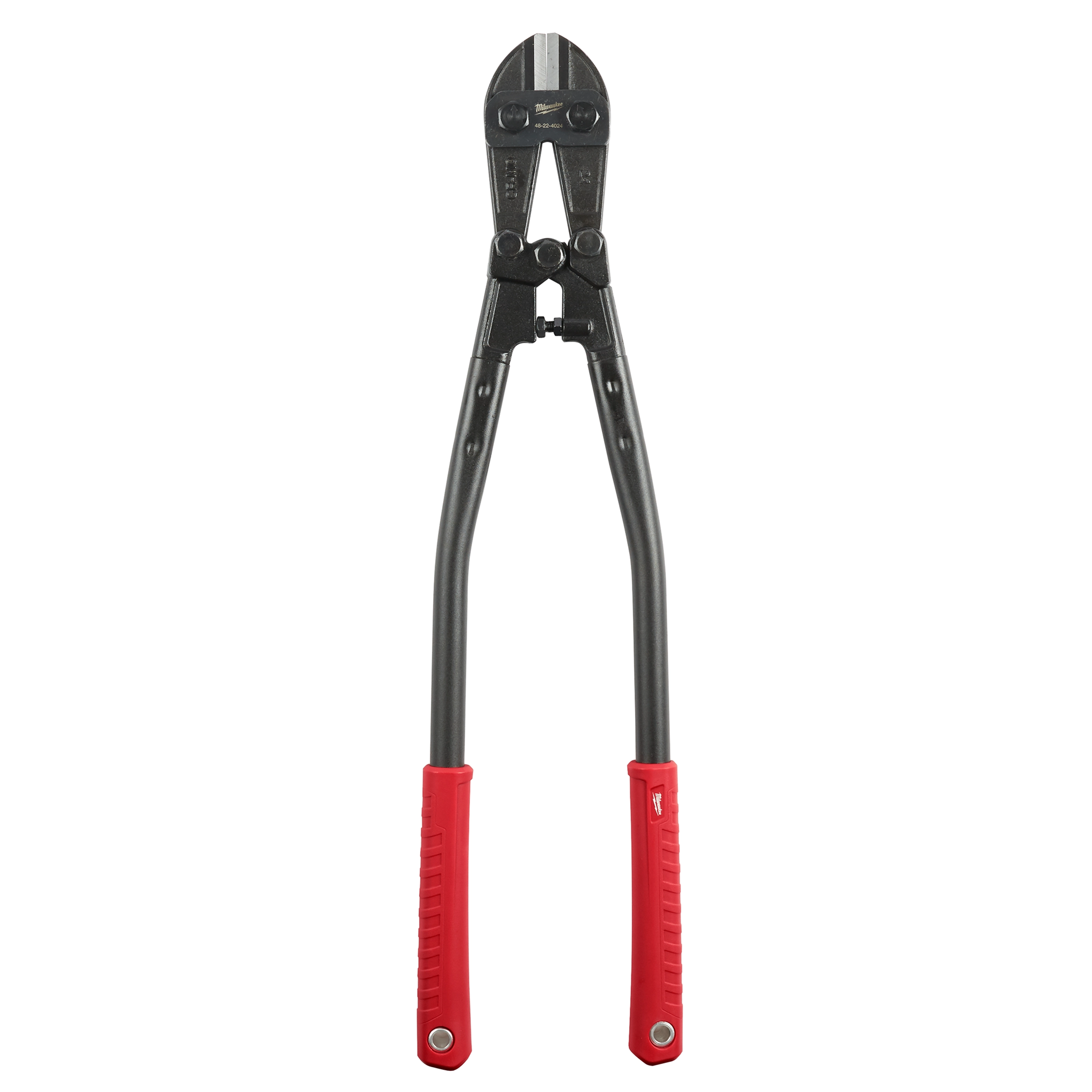 The 24" Bolt Cutter features red rubberized grips, black metal handles, and a robust cutting head designed for cutting bolts, chains, and rods efficiently.