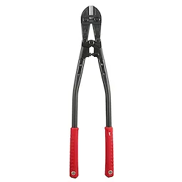 The 24" Bolt Cutter features red rubberized grips, black metal handles, and a robust cutting head designed for cutting bolts, chains, and rods efficiently.