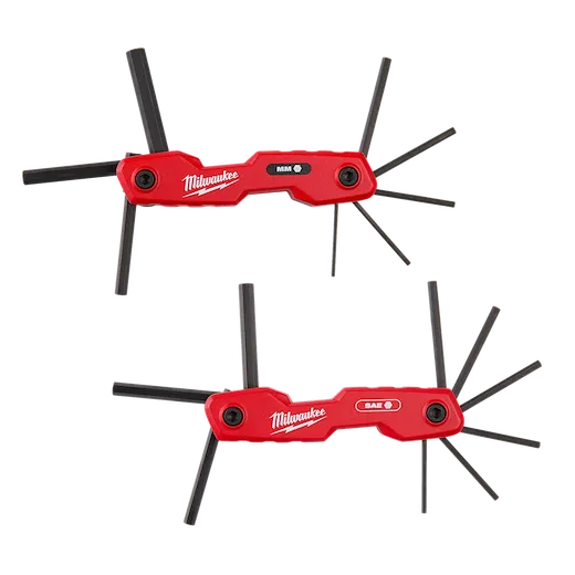 2PC 17-Key Folding Hex Key Sets - SAE/Metric