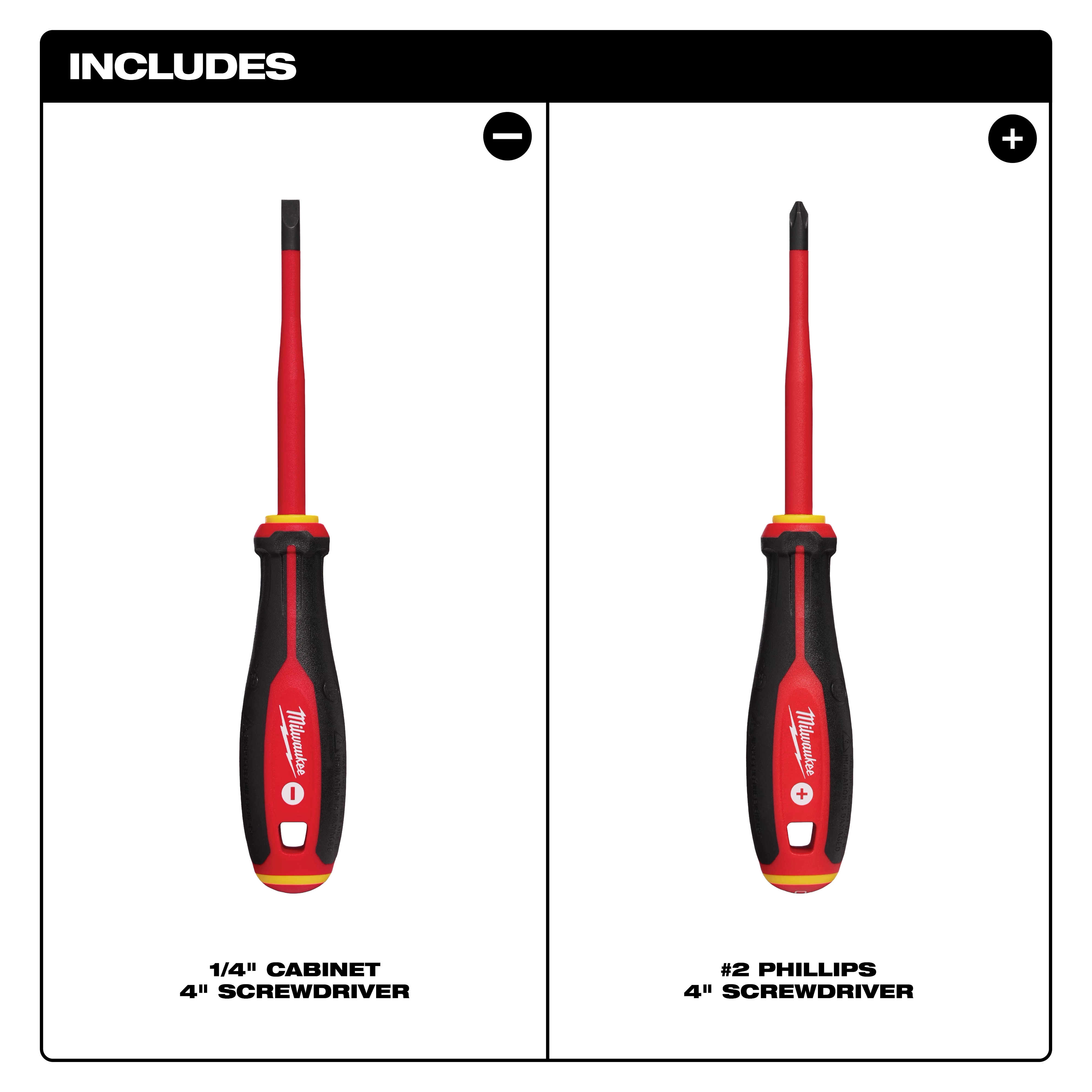 2pc 1000V Insulated Slim Tip Screwdriver Set