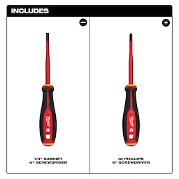 2pc 1000V Insulated Slim Tip Screwdriver Set