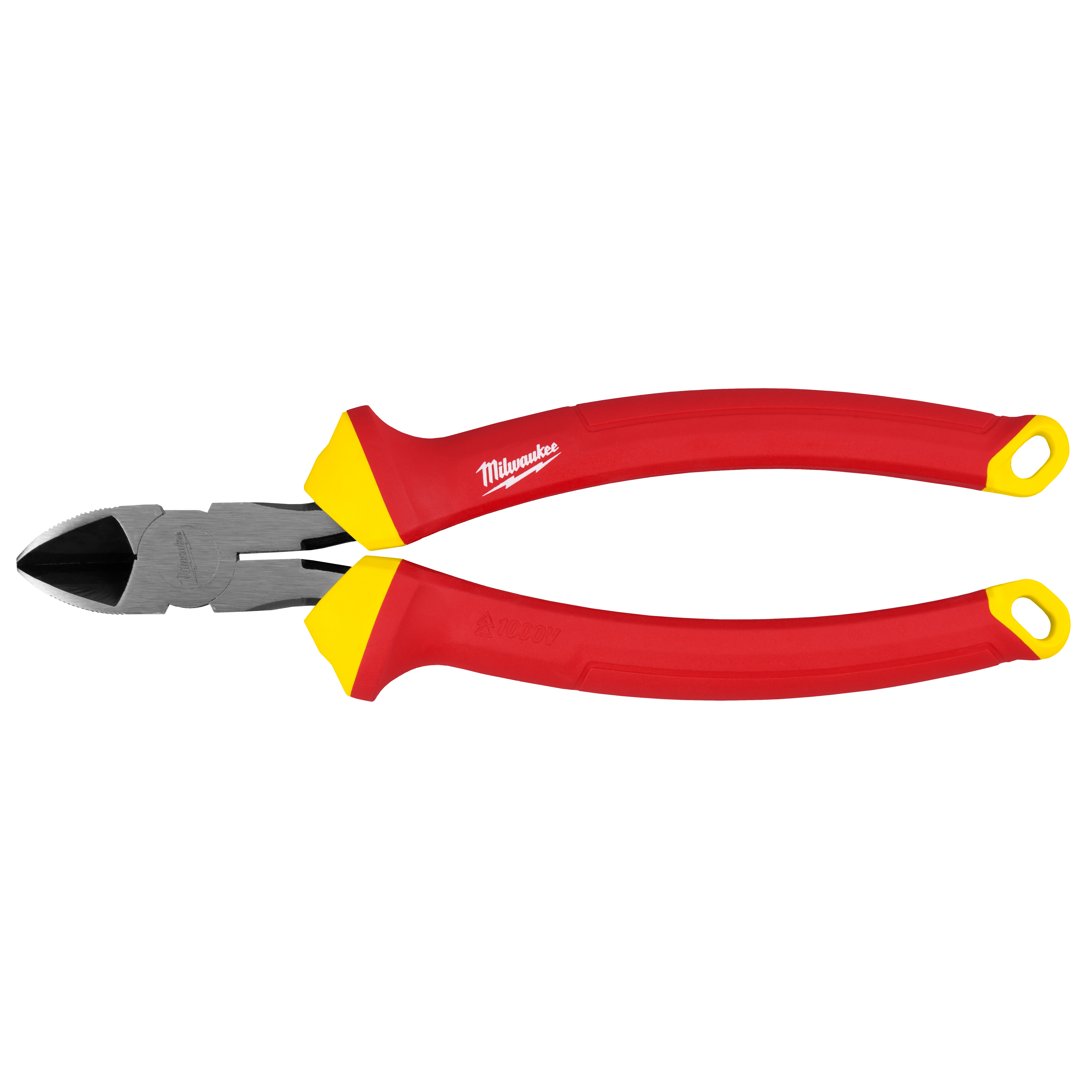 1000V Insulated 8" Diagonal Cutting Pliers with red handles, yellow accents, and a metal cutting blade.