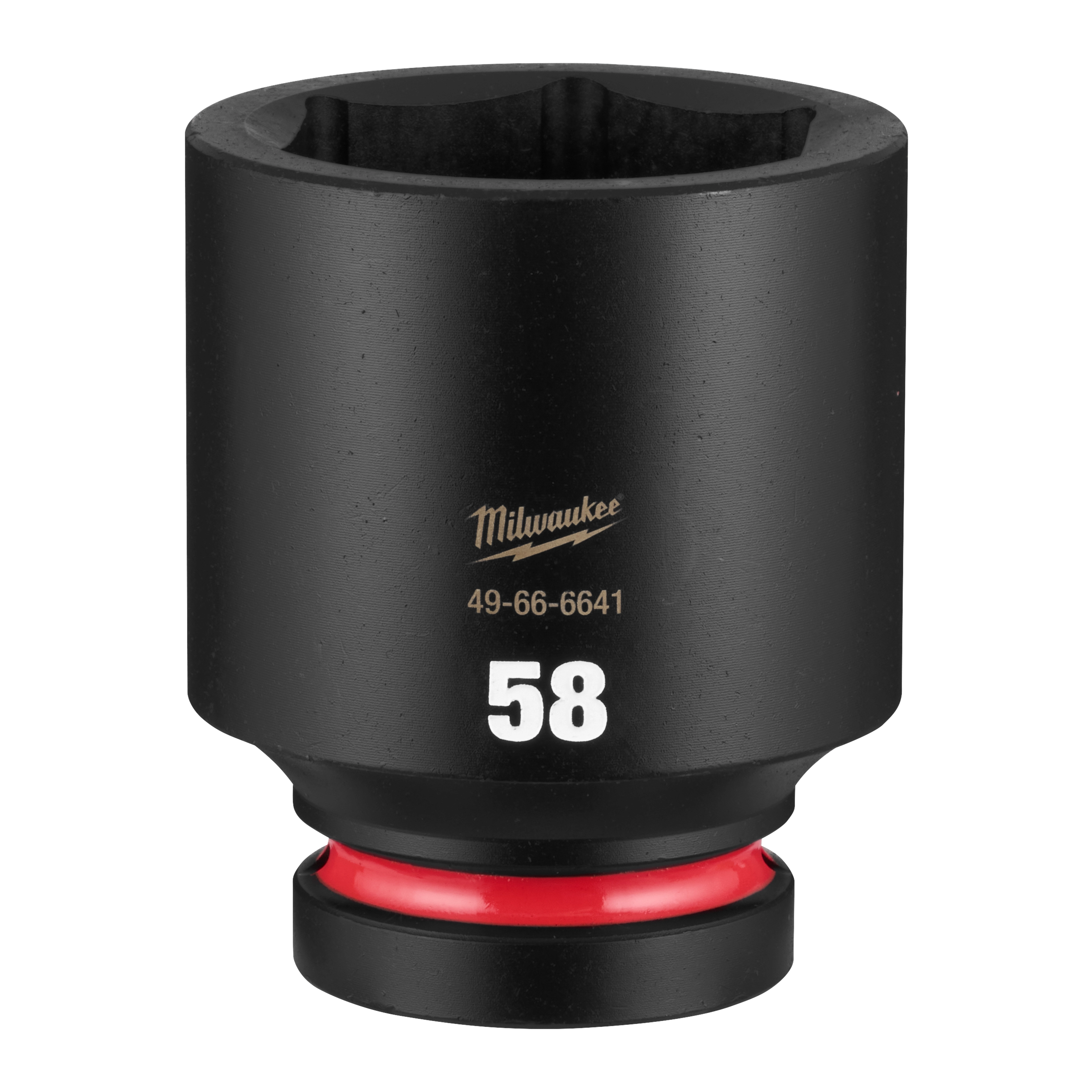 SHOCKWAVE Impact Duty 1" Drive 58mm Deep 6 Point Socket standing upright with size number 58 visible on its side.