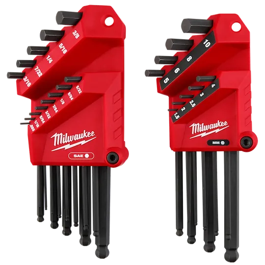 22-Key Ball End L-Style Hex Key Set - SAE/Metric