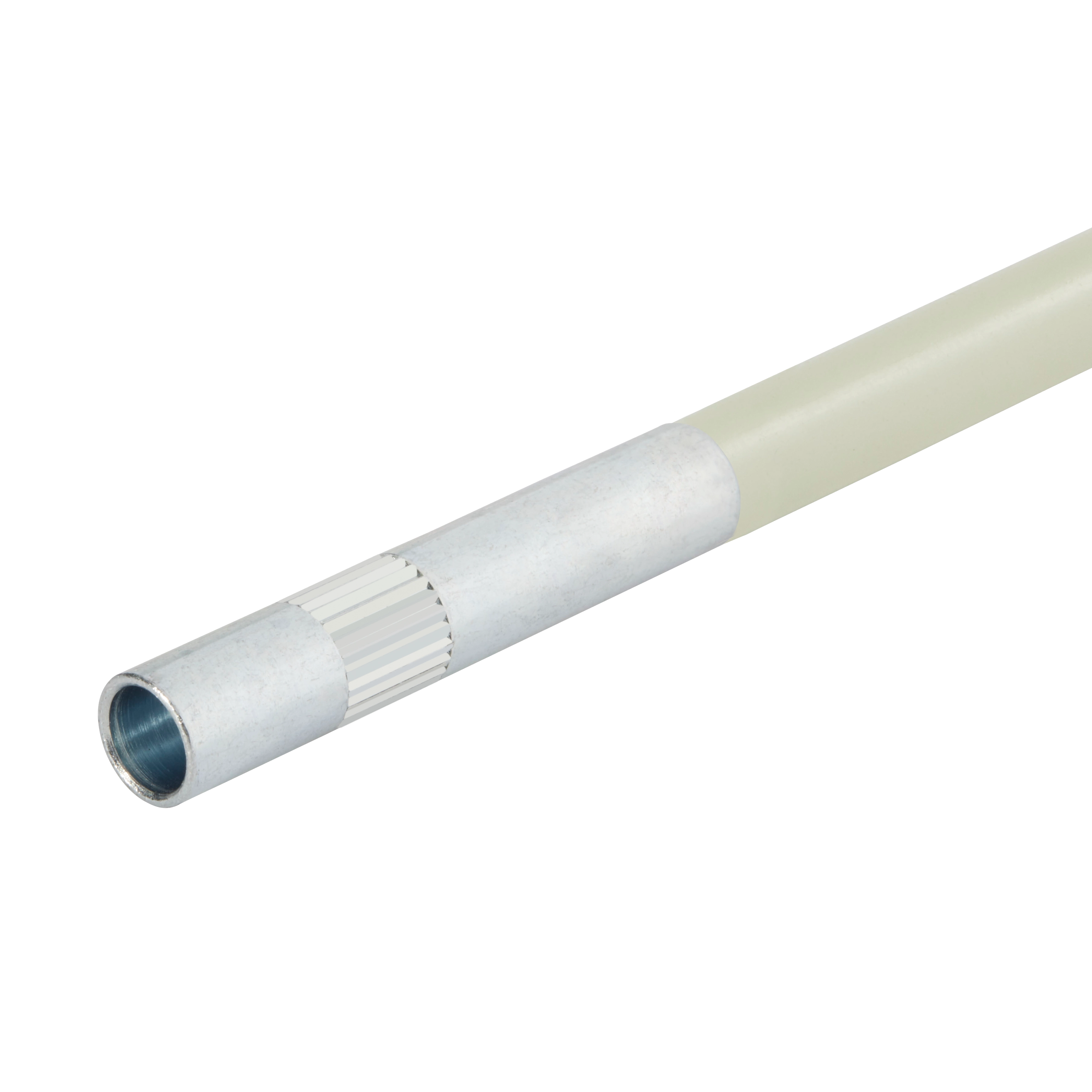 5 Foot Low Flex Fish Stick with a reinforced metal tip at one end and a flexible green body. Used for wire fishing tasks.