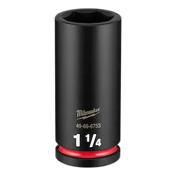 SHOCKWAVE Impact Duty 3/4" Drive 1-1/4" X-Deep 6 Point Socket standing upright with size marking visible.
