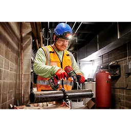 Worker using the BOLT Eye Visor Clear Dual Coat Lens