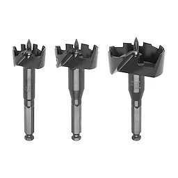 Milwaukee 3-Piece Boring Bit Set includes three black steel drill bits of increasing size, each with a hex shank and threaded tip.