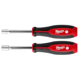 2pc SAE HollowCore Nut Driver Set featuring two nut drivers with ergonomic black and red handles, sizes 1/4" and 5/16".