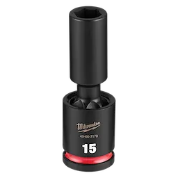 SHOCKWAVE Impact Duty 1/2" Drive 15MM Deep Swivel Socket standing upright on a plain background.