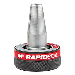 The ProPEX® Expander Head with RAPID SEAL™, 3/4" is a metal tool accessory with a tapered, grooved extension and a black textured grip. The red band near the base features the text "3/4" RAPID SEAL."