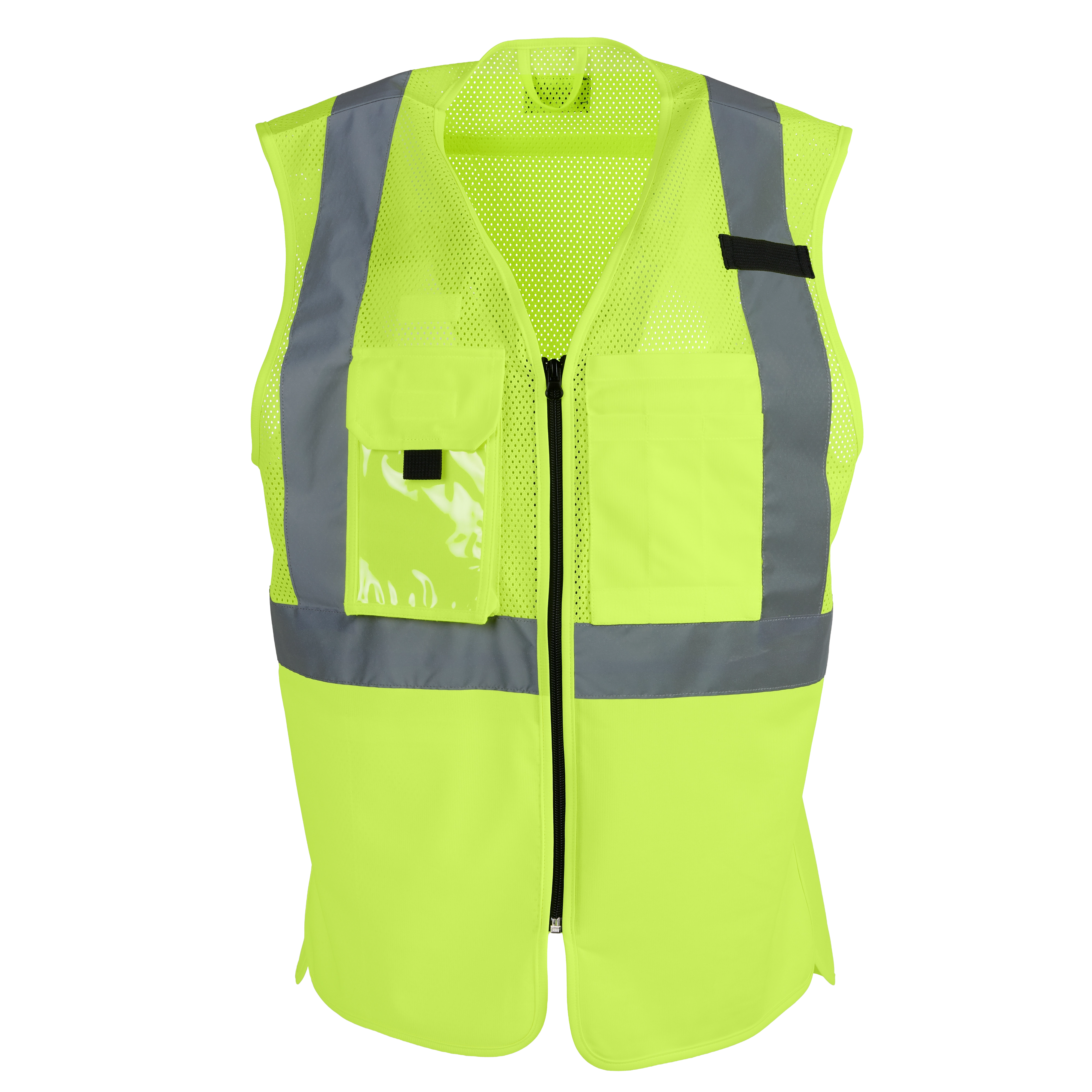 (12) Class 2 Women’s Yellow High Visibility Performance Safety Vest - S/M with zipper front and reflective stripes.