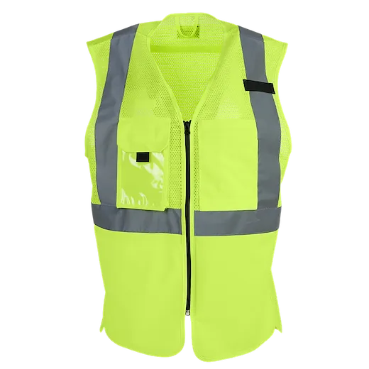(12) Class 2 Women’s Yellow High Visibility Performance Safety Vest - S/M with zipper front and reflective stripes.