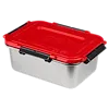 3PC Stainless Steel Containers for M18 Jobsite Lunch Warmer with red lid and black side latches.